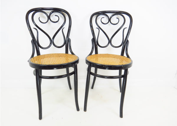 edgebrookhouse - Vintage Thonet Cafe Daum Style Bentwood Side Chairs by Salvatore Leone Italy - a Pair