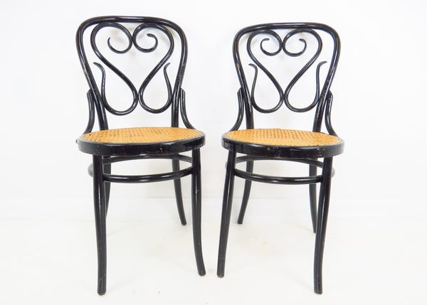 edgebrookhouse - Vintage Thonet Cafe Daum Style Bentwood Side Chairs by Salvatore Leone Italy - a Pair