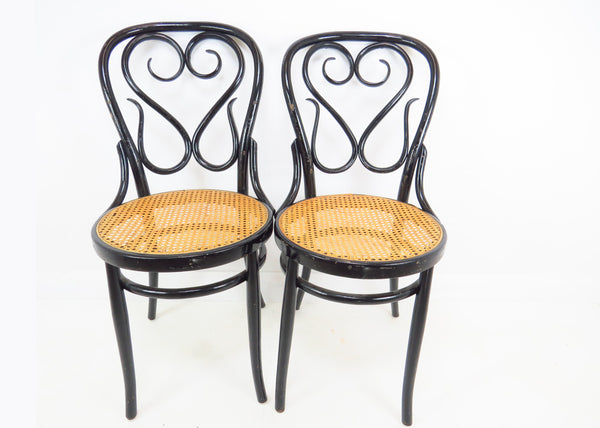 edgebrookhouse - Vintage Thonet Cafe Daum Style Bentwood Side Chairs by Salvatore Leone Italy - a Pair