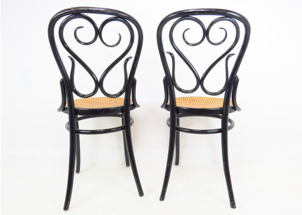 edgebrookhouse - Vintage Thonet Cafe Daum Style Bentwood Side Chairs by Salvatore Leone Italy - a Pair