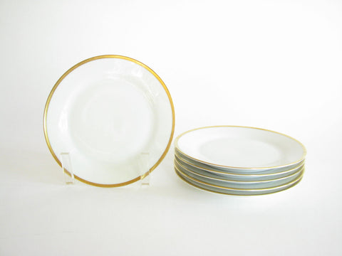 edgebrookhouse - Vintage Tirschenreuth Pasco Porcelain Bread of Dessert Plates with Gold Rim - Set of 6