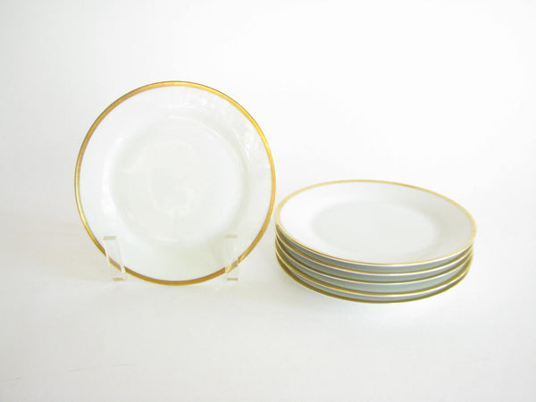 edgebrookhouse - Vintage Tirschenreuth Pasco Porcelain Bread of Dessert Plates with Gold Rim - Set of 6