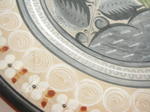 edgebrookhouse - Vintage Tonala Mexican Burnished Pottery Decorative Platter with Folk Art Deer Design