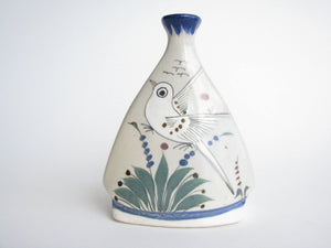 edgebrookhouse - Vintage Tonala Mexico Folk Art Pottery Bud Vase Featuring Bird, Butterflies