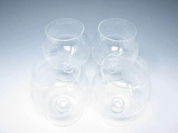 edgebrookhouse - Vintage Toscany Clipper Brandy Glass with Cut Ship Design - 4 Pieces