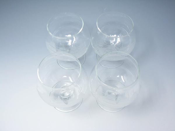 edgebrookhouse - Vintage Toscany Clipper Brandy Glass with Cut Ship Design - 4 Pieces