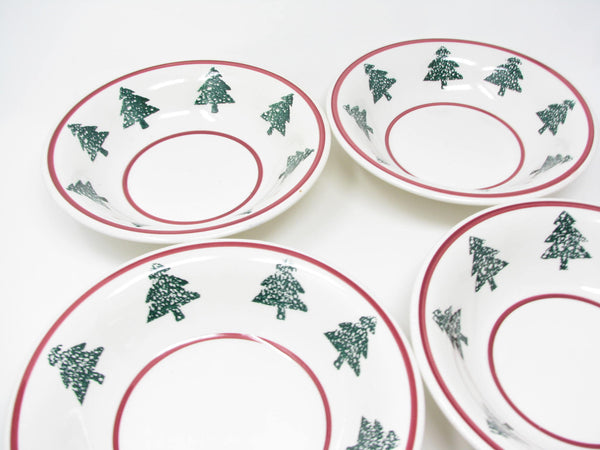 edgebrookhouse - Vintage Tre Ci Christmas Village Italian Ceramic Bowls with Christmas Tree Design - 4 Pieces