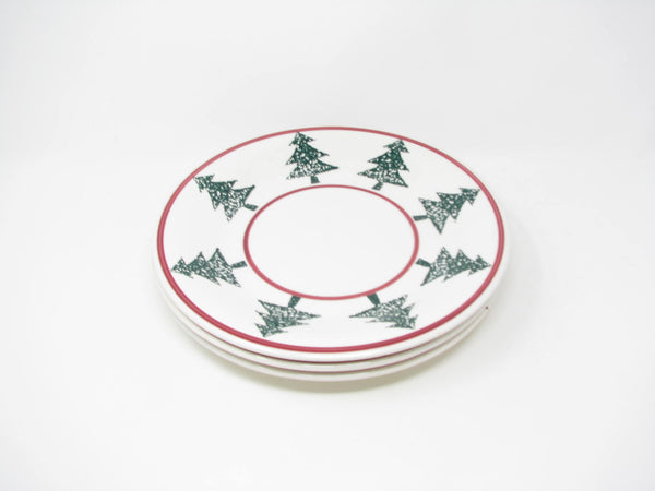 edgebrookhouse - Vintage Tre Ci Christmas Village Italian Ceramic Dinner Plates with Christmas Tree Design - 3 Pieces