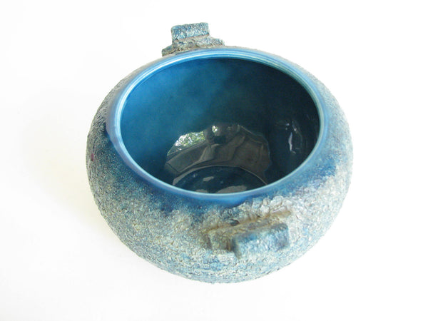 edgebrookhouse - Vintage Turquoise Volcanic Glaze Pottery Planter with Handles