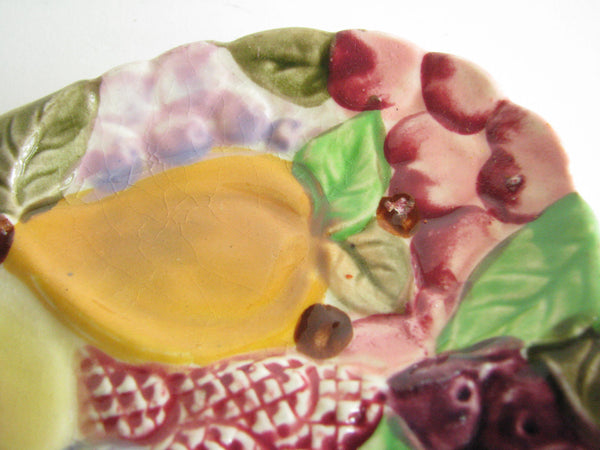 edgebrookhouse - Vintage Tutti Frutti Ceramic Majolica Style Fruit Triple Spoon Rest