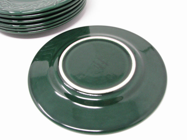 edgebrookhouse - Vintage Varages France Dark Green Salad Plates with Foliage and Berries - 7 Pieces