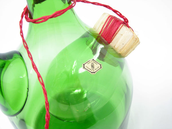 edgebrookhouse - Vintage Vetri De Empoli Italy Green Blown Glass Wine Decanter with Straw Stopper