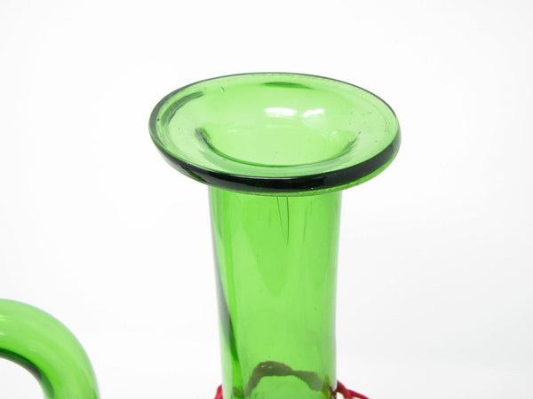 edgebrookhouse - Vintage Vetri De Empoli Italy Green Blown Glass Wine Decanter with Straw Stopper