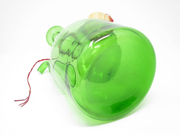 edgebrookhouse - Vintage Vetri De Empoli Italy Green Blown Glass Wine Decanter with Straw Stopper