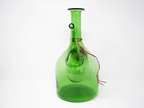 edgebrookhouse - Vintage Vetri De Empoli Italy Green Blown Glass Wine Decanter with Straw Stopper