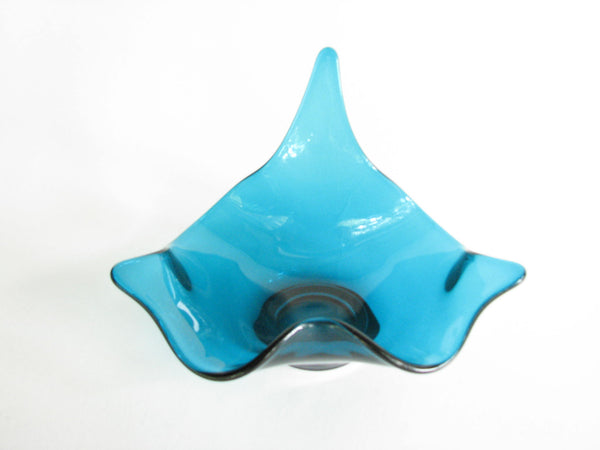 edgebrookhouse - Vintage Viking Glass Epic Freeform Bluenique Turquoise Handkerchief Glass Bowl