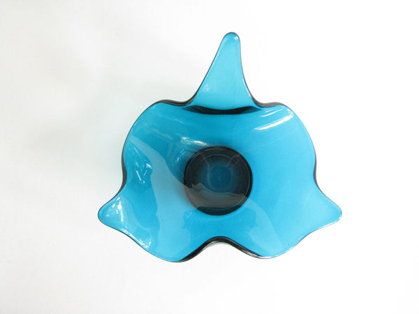 edgebrookhouse - Vintage Viking Glass Epic Freeform Bluenique Turquoise Handkerchief Glass Bowl
