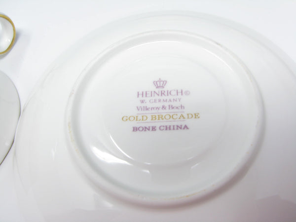 edgebrookhouse - Vintage Villeroy & Boch Gold Brocade Porcelain Demitasse Cups & Saucers - 8 Pieces