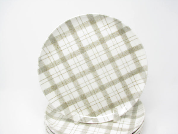 edgebrookhouse - Vintage W.S. George Gray Plaid Coupe Dinner Plates - 6 Pieces