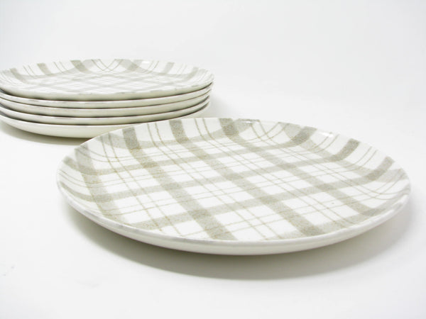 edgebrookhouse - Vintage W.S. George Gray Plaid Coupe Dinner Plates - 6 Pieces