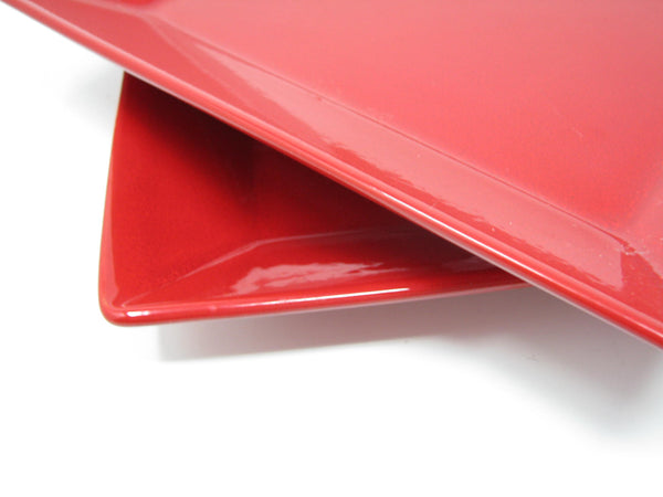 edgebrookhouse - Vintage Waechtersbach Germany Red Glazed Square Dinner Plates with Angled Edge - 2 Pieces