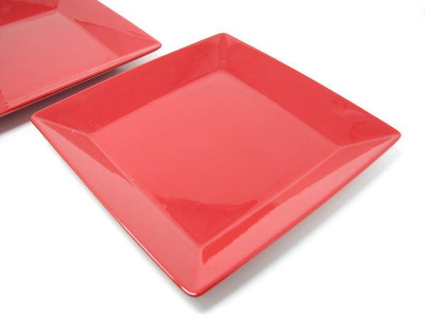 edgebrookhouse - Vintage Waechtersbach Germany Red Glazed Square Dinner Plates with Angled Edge - 2 Pieces