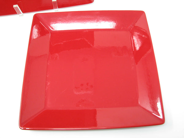 edgebrookhouse - Vintage Waechtersbach Germany Red Glazed Square Dinner Plates with Angled Edge - 2 Pieces