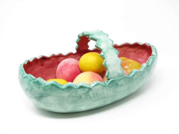 edgebrookhouse - Vintage Watermelon Shaped Hand-Painted Ceramic Serving Bowl Basket