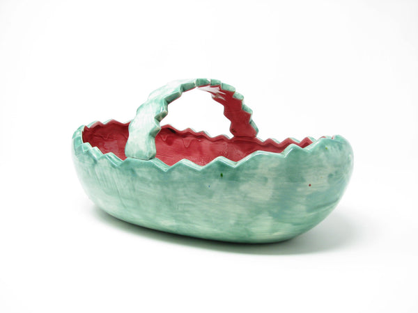 edgebrookhouse - Vintage Watermelon Shaped Hand-Painted Ceramic Serving Bowl Basket