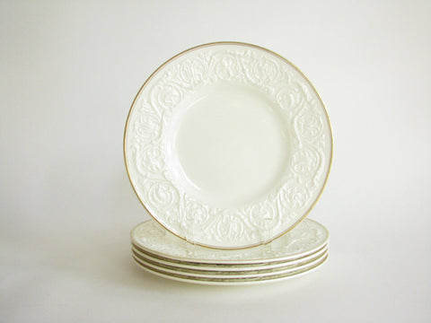 edgebrookhouse - Vintage Wedgwood Athenian Gold Dinner Plates Embossed with Gold Trim - Set of 5