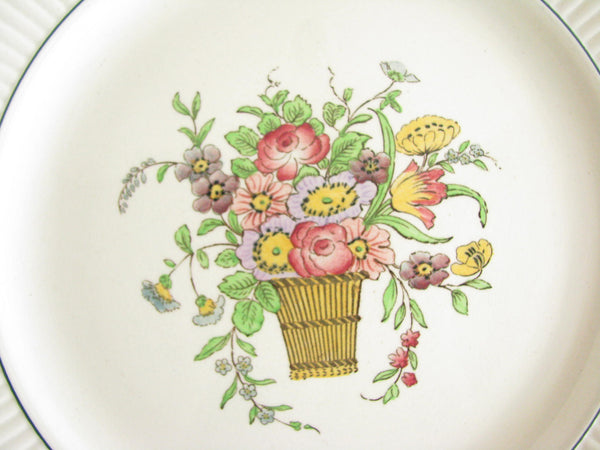 edgebrookhouse - Vintage Wedgwood Belmar Dinner Plates with Floral Basket Center - Set of 6