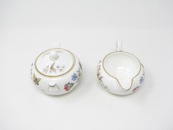 edgebrookhouse - Vintage Wedgwood Charnwood Bone China Creamer & Sugar Bowl with Floral Pattern - 2 Pieces