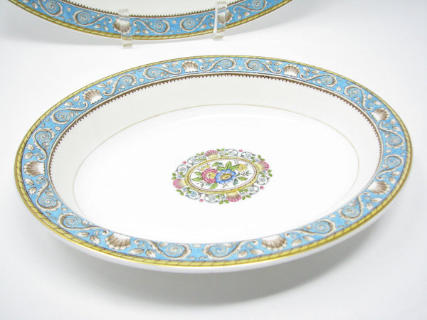 edgebrookhouse - Vintage Wedgwood Runnymede Turquoise Serving Platter and Serving Bowl with Shell Motif - 2 Pieces