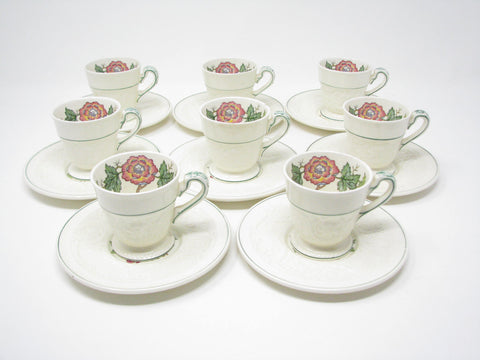 edgebrookhouse - Vintage Wedgwood Tapestry Footed Demitasse Cups & Saucers - 8 Sets