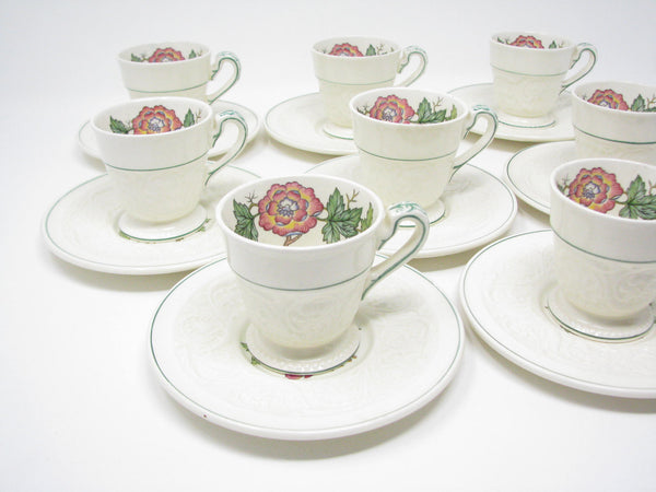 edgebrookhouse - Vintage Wedgwood Tapestry Footed Demitasse Cups & Saucers - 8 Sets