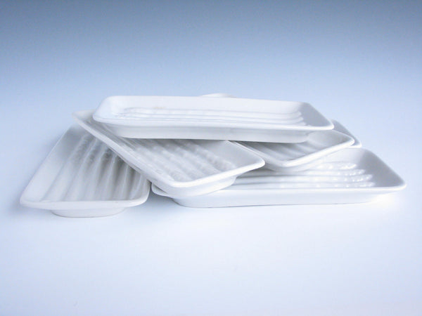 edgebrookhouse - Vintage White Italian Ceramic Asparagus Embossed Plates - Set of 6
