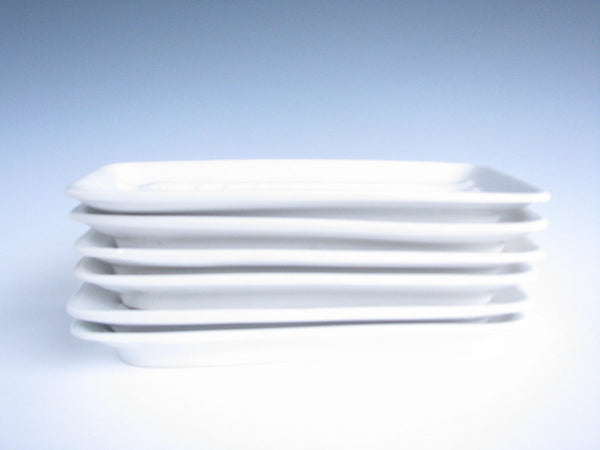 edgebrookhouse - Vintage White Italian Ceramic Asparagus Embossed Plates - Set of 6