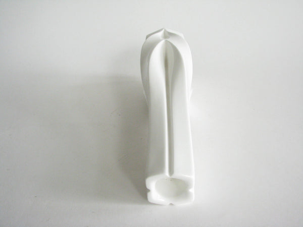 edgebrookhouse - Vintage White Porcelain Candle Holder with Geometric Twist Design