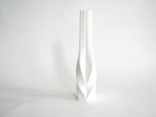edgebrookhouse - Vintage White Porcelain Candle Holder with Geometric Twist Design