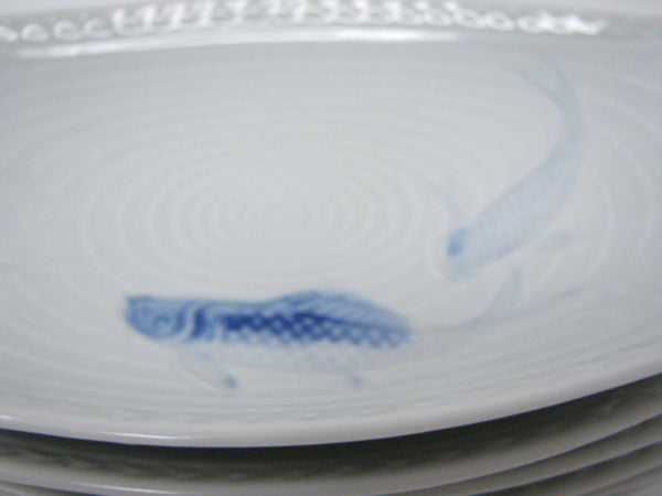 edgebrookhouse - Vintage White Textured Porcelain Koi Pond Appetizer / Side Plates - Set of 6
