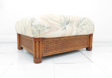 edgebrookhouse - Vintage Wicker and Upholstered Pillow Top Ottoman