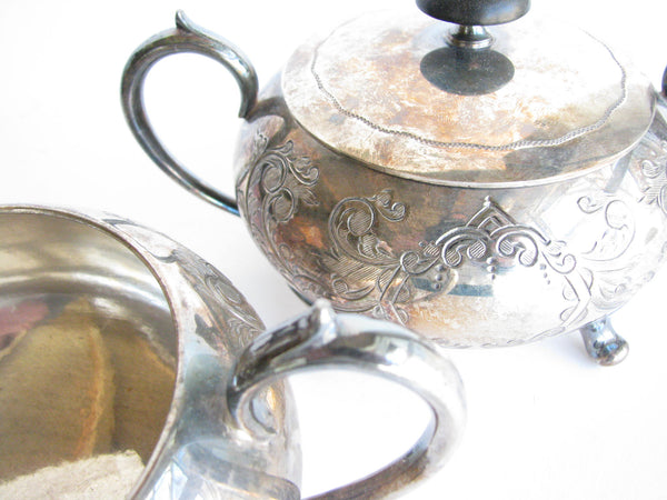 edgebrookhouse - Vintage Winchester Sheffield England Hand-Engraved Silver Plated Tea Set - 3 Pieces