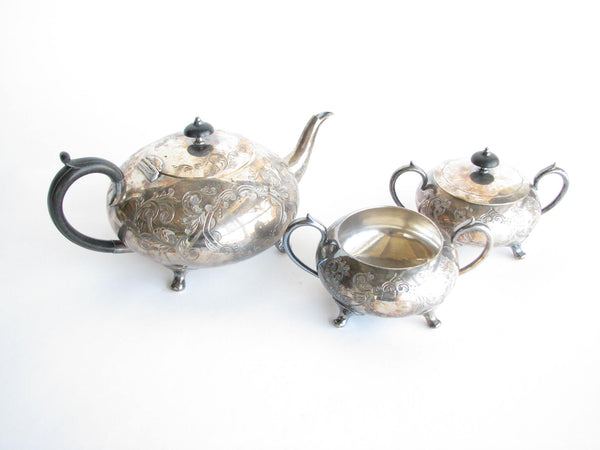edgebrookhouse - Vintage Winchester Sheffield England Hand-Engraved Silver Plated Tea Set - 3 Pieces