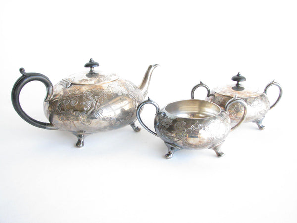 edgebrookhouse - Vintage Winchester Sheffield England Hand-Engraved Silver Plated Tea Set - 3 Pieces