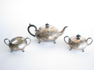 edgebrookhouse - Vintage Winchester Sheffield England Hand-Engraved Silver Plated Tea Set - 3 Pieces