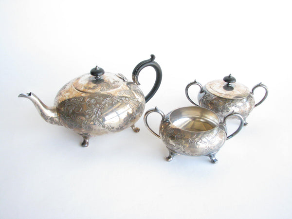 edgebrookhouse - Vintage Winchester Sheffield England Hand-Engraved Silver Plated Tea Set - 3 Pieces
