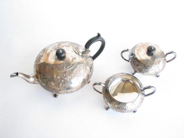 edgebrookhouse - Vintage Winchester Sheffield England Hand-Engraved Silver Plated Tea Set - 3 Pieces