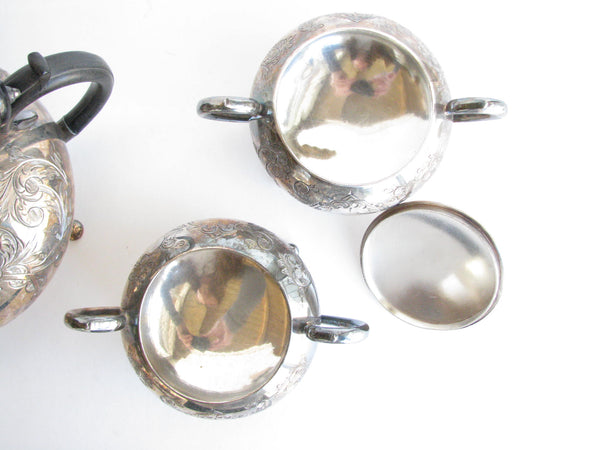 edgebrookhouse - Vintage Winchester Sheffield England Hand-Engraved Silver Plated Tea Set - 3 Pieces