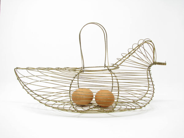 edgebrookhouse - Vintage Wire Hen Chicken Shaped Egg Basket