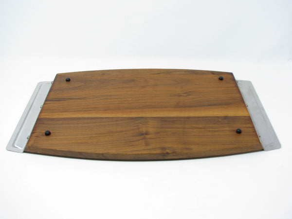 edgebrookhouse - Vintage Wood Meat Carving Cutting Board with Aluminum Handles